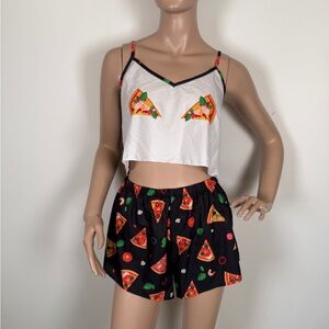 Pizza Print Women's Crop Top and Shorts Set